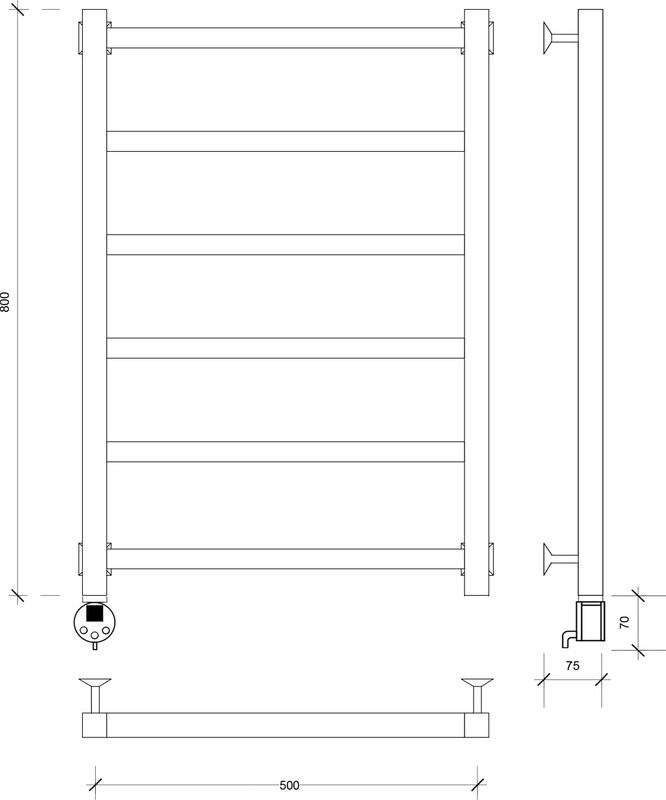 Полотенцесушитель электрический Secado Корато 1 L 85x55 см, подключение слева, хром, лесенка