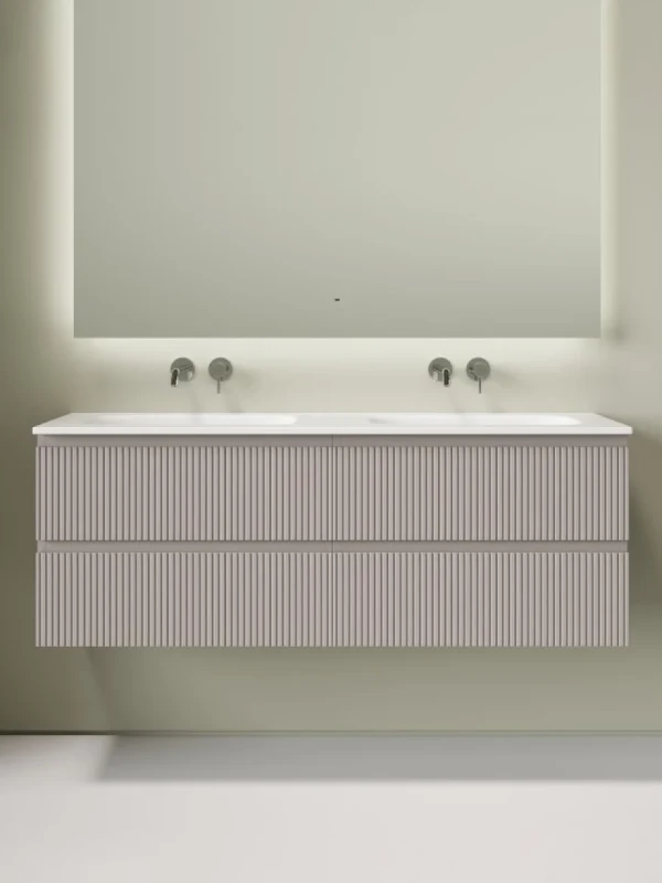 Тумба с раковиной Sancos Snob T 70 doha soft, 2 шт, раковина Ceramicanova Grace CN7022wx с двумя чашами, без отверстий под смеситель