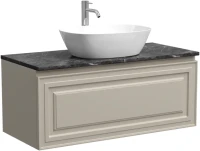 Тумба с раковиной Sancos Very 100 см, beige soft, столешница черный мрамор, раковина CN5005