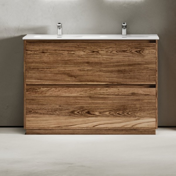 Тумба с раковиной Sancos Libra Floor 120 двойная белая раковина CN7004, дуб чарльстон