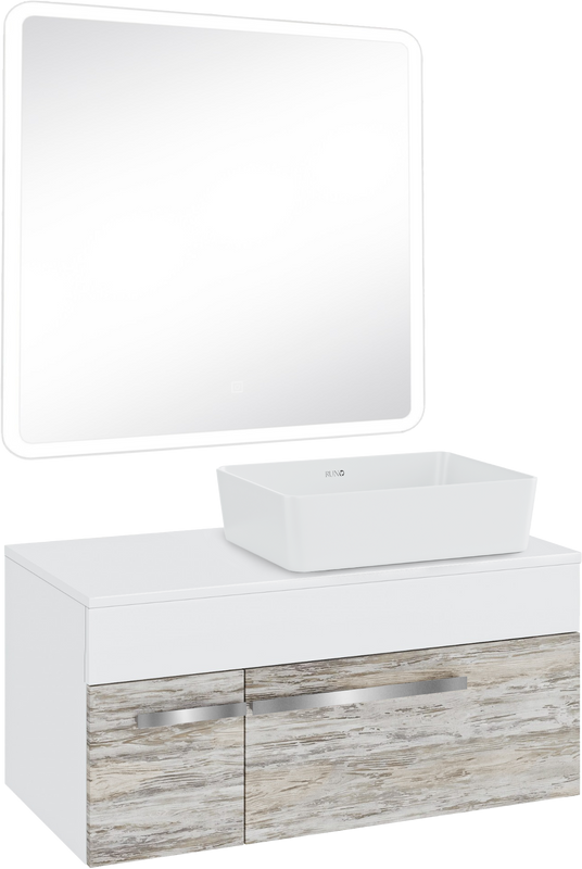 Мебель для ванной комнаты Runo Вудлайн 85 скандинавский дуб, раковина Tre 50