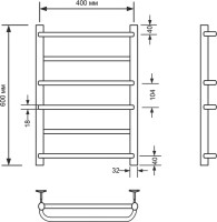 Полотенцесушитель водяной Comfysan Puro W-6 60х40 60x45 см, матовый черный, лесенка