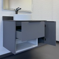 Тумба с раковиной Comforty Джанкой 90 подвесная, антрацит