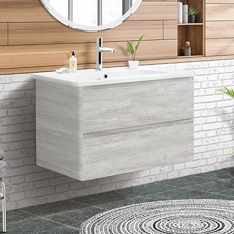 Тумба с раковиной BelBagno Albano-Cer 80 подвесная, rovere vintage bianco