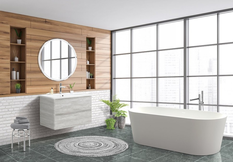 Тумба с раковиной BelBagno Albano-Cer 80 подвесная, rovere vintage bianco