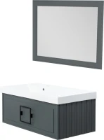 Мебель для ванной комнаты La Fenice Cubo 90 L серая, ручка черная