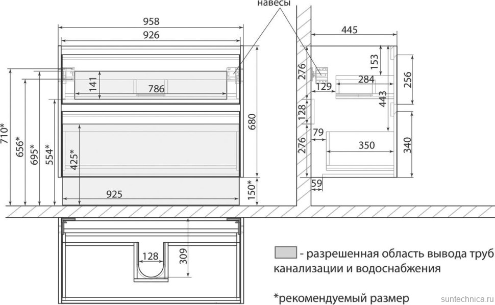 Тумба под раковину Lemark Combi 100 бетон, белая глянцевая