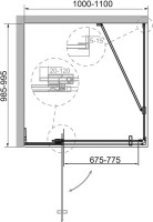 Душевой уголок Cezares Slider AH 1 100-100/110 BR Cr профиль хром, стекло бронза