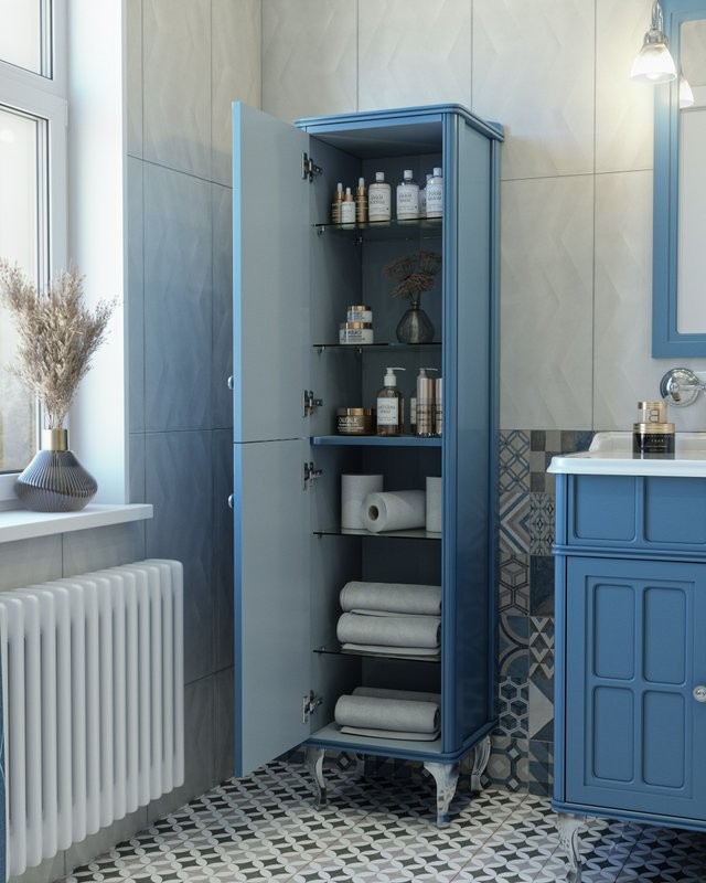 Шкаф пенал для ванной Caprigo Borgo 40 L бриллиантово-синий