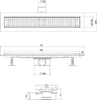 Душевой трап (лоток) Esbano Eco Tile 70 cм, матовый черный