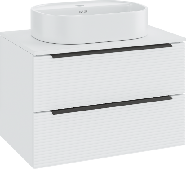 Тумба с раковиной Runo Орлеан 70 белая матовая, белый глянец, раковина Nuovo 50