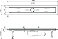 Душевой трап (лоток) Timo Drain Systems DS230209/01 900 двусторонняя панель plate под плитку, сатин