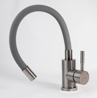 Комплект Мойка AQUATON Делия 87 серая + Смеситель ESKO Snake K44 G хром, серый с гибким изливом