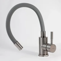 Комплект Мойка AQUATON Делия 87 серая + Смеситель ESKO Snake K44 G хром, серый с гибким изливом