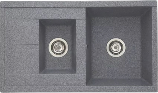 Комплект Мойка AQUATON Делия 87 серая + Смеситель ESKO Snake K44 G хром, серый с гибким изливом