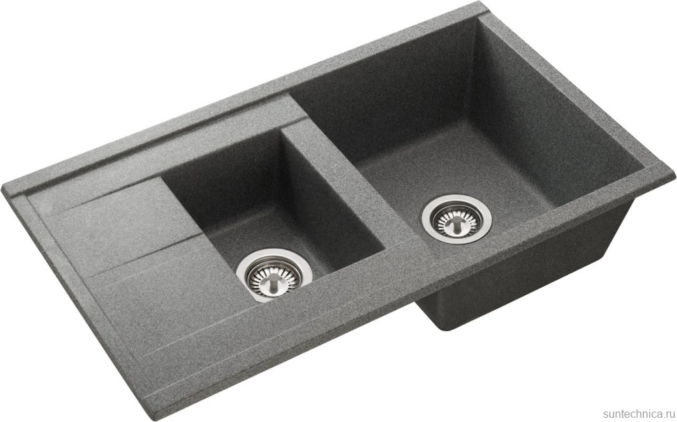 Комплект Мойка AQUATON Делия 87 серая + Смеситель ESKO Snake K44 G хром, серый с гибким изливом