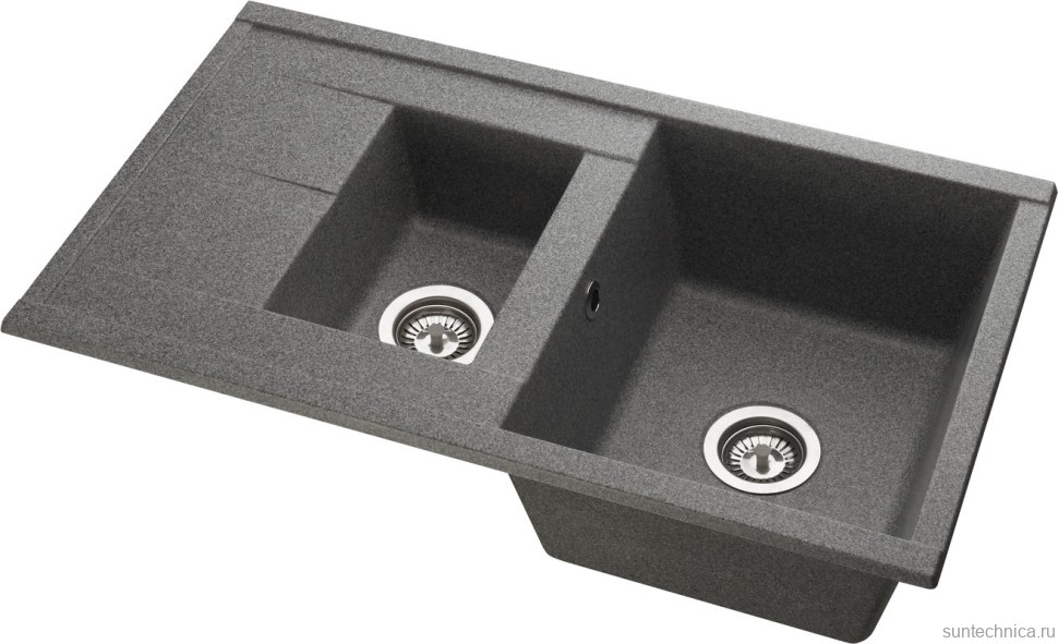 Комплект Мойка AQUATON Делия 87 серая + Смеситель ESKO Snake K44 G хром, серый с гибким изливом