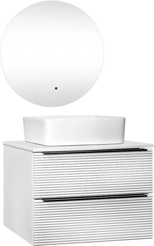 Мебель для ванной комнаты Runo Орлеан 70 белая матовая, белый глянец, раковина Tre 50