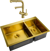 Комплект Мойка Zorg Light + Смеситель Sanitary SZR-3216 Bronze бронза