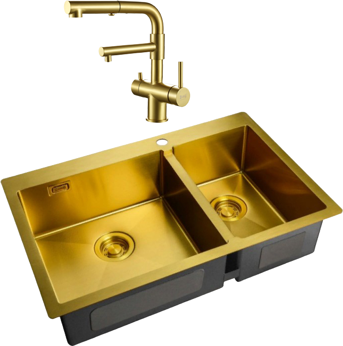 Комплект Мойка Zorg Light + Смеситель Sanitary SZR-3216 Bronze бронза