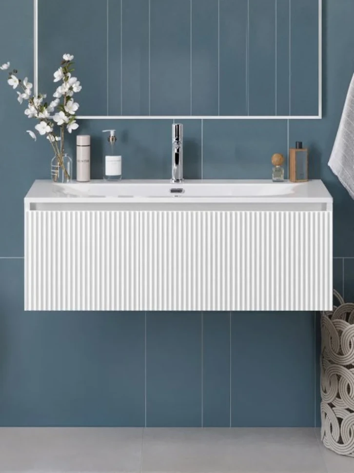 Тумба под раковину без столешницы BelBagno Uno 100 подвесная, 1 ящик, bianco opaco