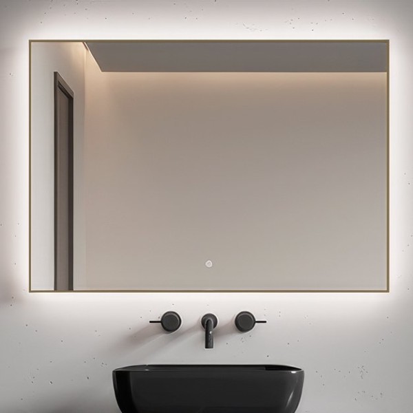 Зеркало Armadi Art 543-100 70 с подсветкой, диммером, с антизапотевателем, золото