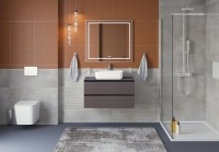 Тумба под раковину со столешницей BelBagno Kraft 90 подвесная, матовая темно-серая, столешница kep-90-grn