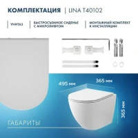 Унитаз подвесной Teymi Lina S T40102 с микрофлитом, безободковый, белый