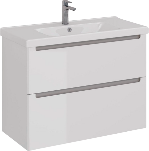 Тумба с раковиной Lemark Buno 100 белая глянцевая, 2 ящика