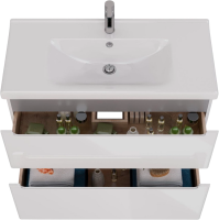 Тумба с раковиной Lemark Buno 100 белая глянцевая, 2 ящика