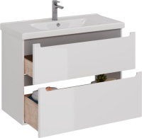 Тумба с раковиной Lemark Buno 100 белая глянцевая, 2 ящика