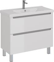 Тумба с раковиной Lemark Buno 100 белая глянцевая, 2 ящика