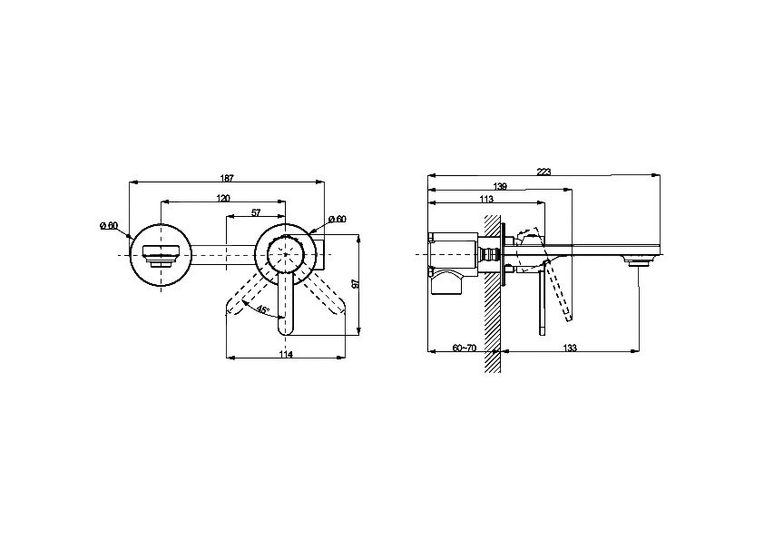 Смеситель для раковины Cersanit Олива (Oliva) 68975 С ВНУТРЕННЕЙ ЧАСТЬЮ,  хром