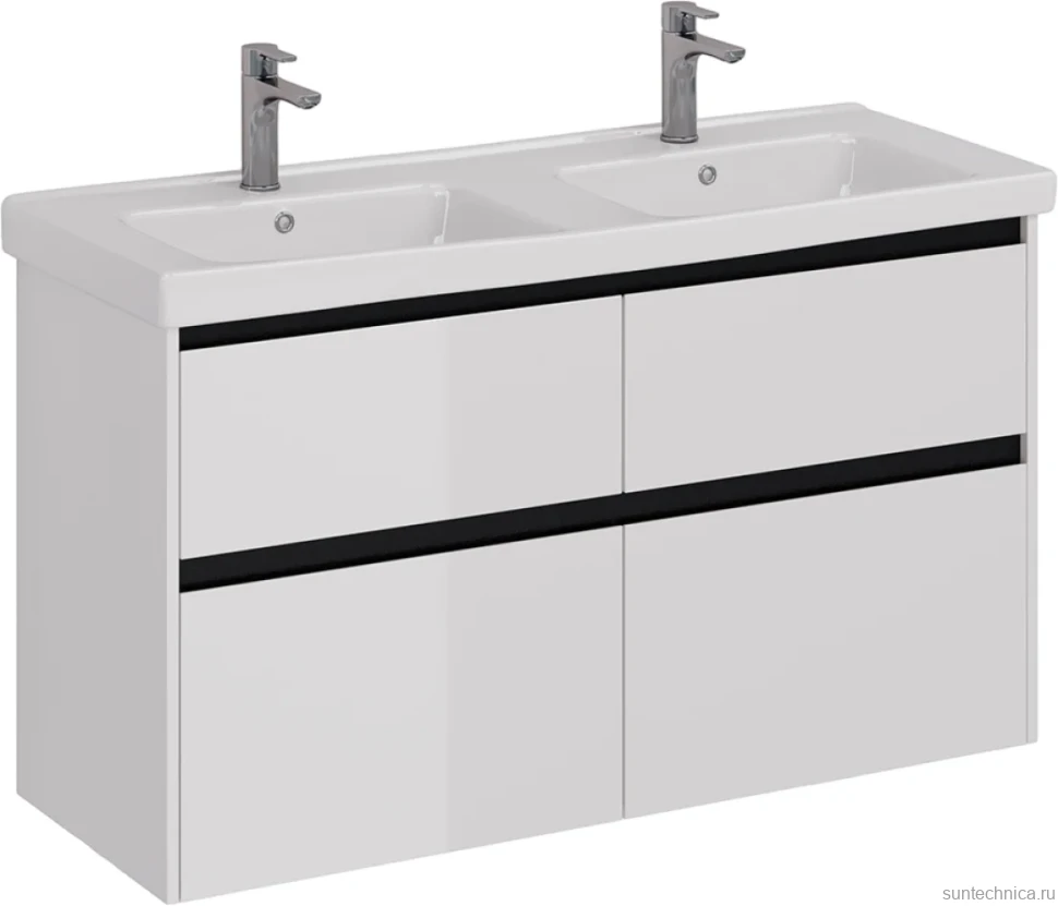 Тумба под раковину Lemark Combi 120 черная, белая глянцевая