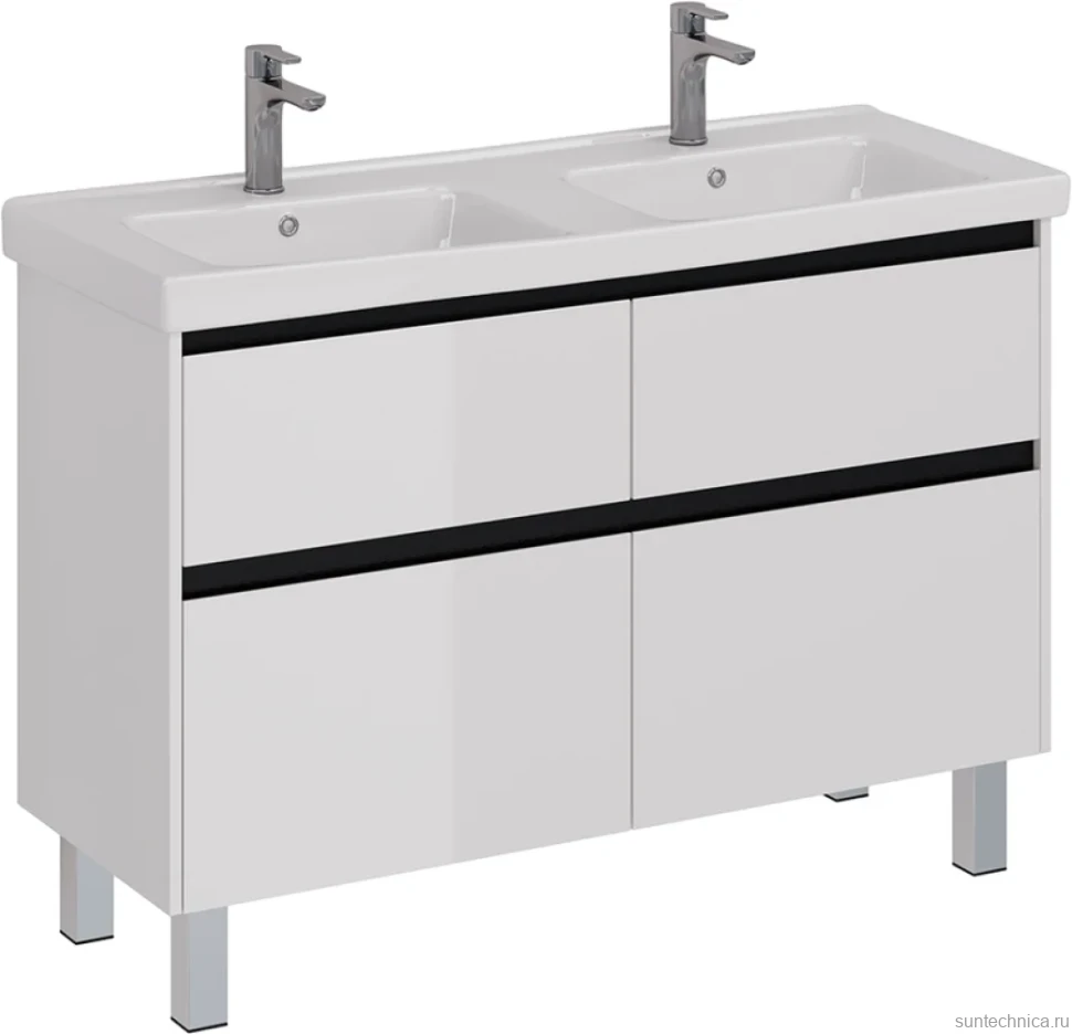 Тумба под раковину Lemark Combi 120 черная, белая глянцевая