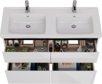 Тумба под раковину Lemark Combi 120 черная, белая глянцевая