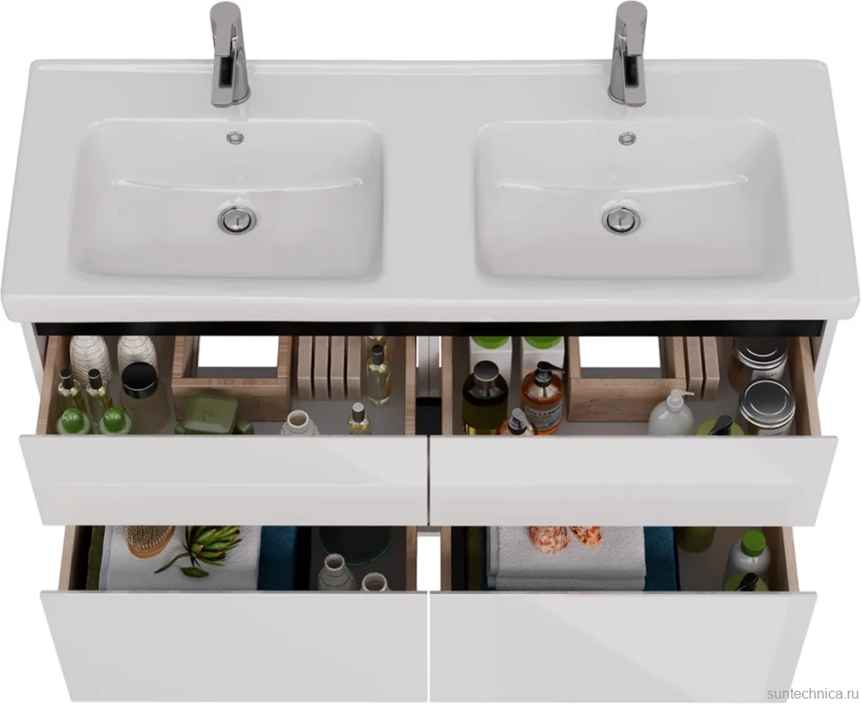 Тумба под раковину Lemark Combi 120 черная, белая глянцевая