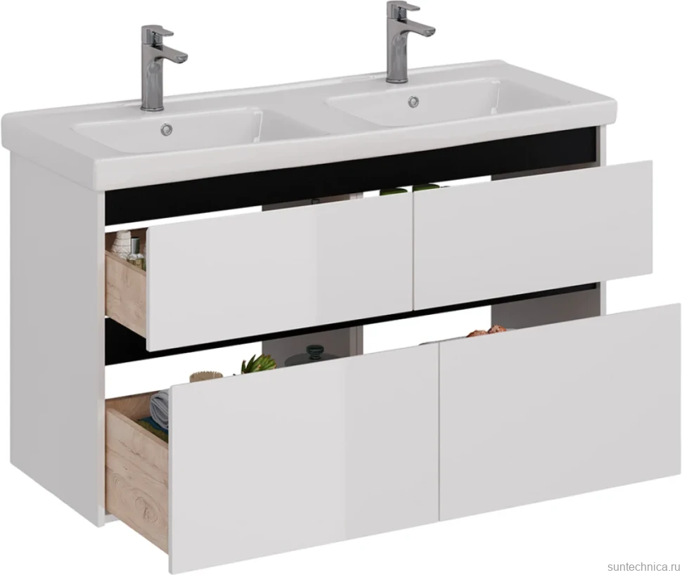 Тумба под раковину Lemark Combi 120 черная, белая глянцевая