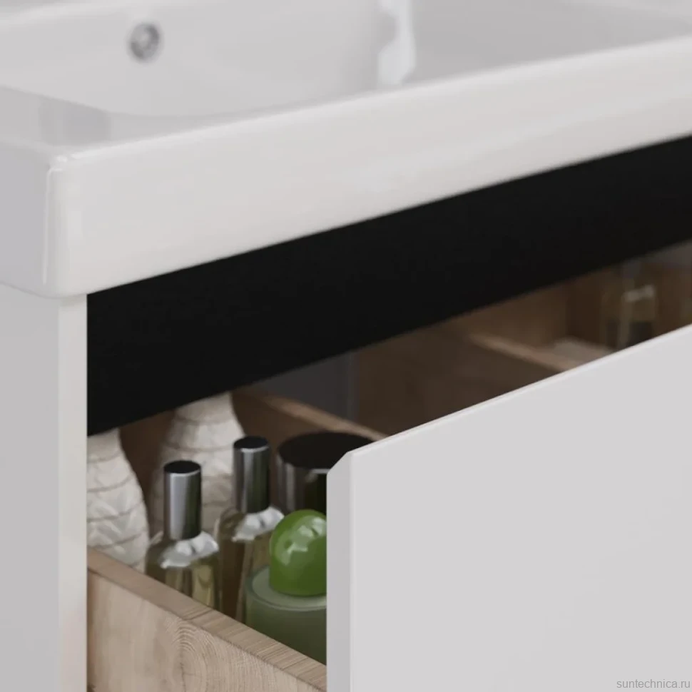 Тумба под раковину Lemark Combi 120 черная, белая глянцевая