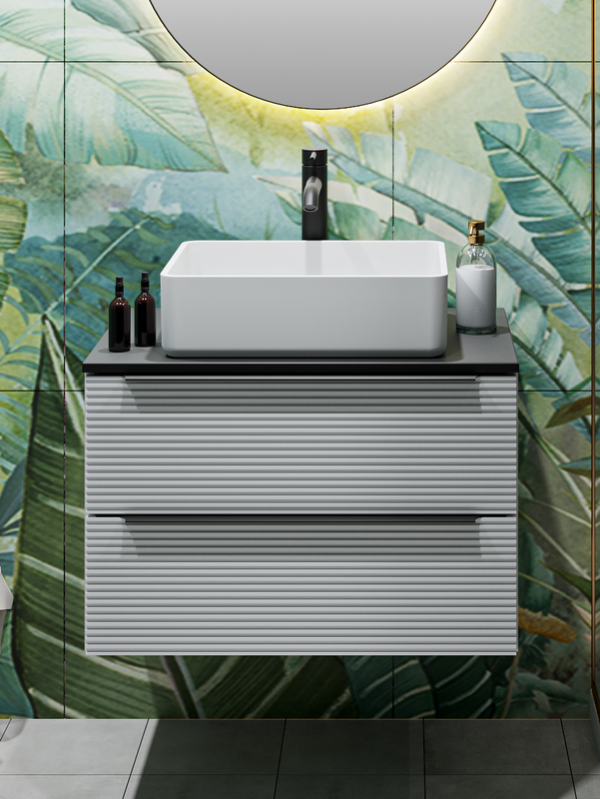 Тумба с раковиной Runo Орлеан 60 подвесная, матовая белая, черный