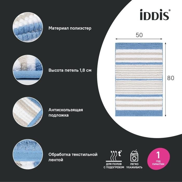 Коврик IDDIS Base BC05P58i12 50х80, голубой