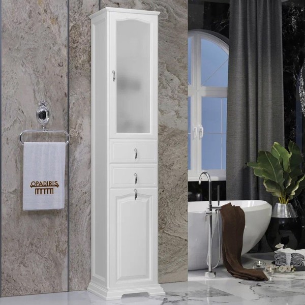 Шкаф пенал для ванной Opadiris Риспекто 40 R, с бельевой корзиной, белый