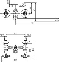 Смеситель с длинным изливом для ванны Fashun A2224 хром Смеситель с длинным изливом для ванны Fashun A2224 хром