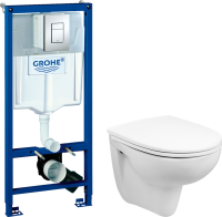 Комплект Унитаз подвесной Wanfald Lauta 47302100005 белый + Инсталляция Grohe Rapid SL 38772001 3 в 1 с кнопкой смыва