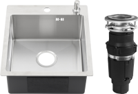Комплект Мойка Melana ProfLine R44485H+дозатор сатин + Измельчитель Bone Crusher BC 610-AS