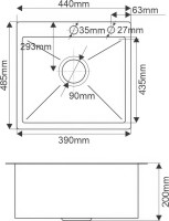 Комплект Мойка Melana ProfLine R44485H+дозатор сатин + Измельчитель Bone Crusher BC 610-AS