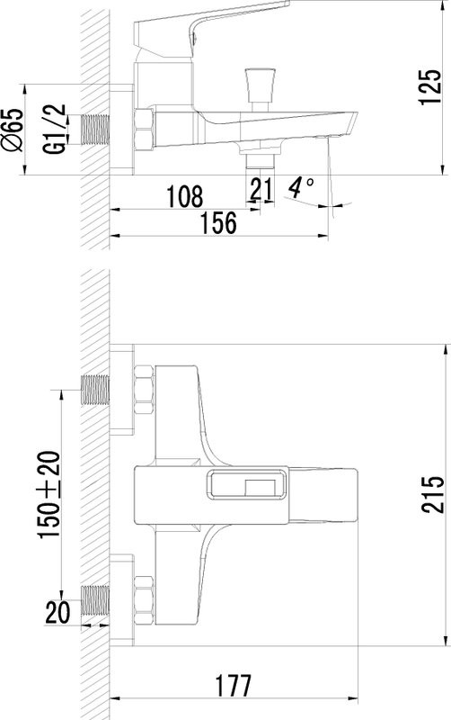 Смеситель для ванны с душем STWORKI Хедмарк S38100BK матовый чёрный