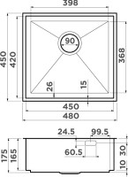 Комплект Мойка Omoikiri Kasen 48-26 INT IN нержавеющая сталь + Измельчитель Nagare slim 1250-AZ azur blue