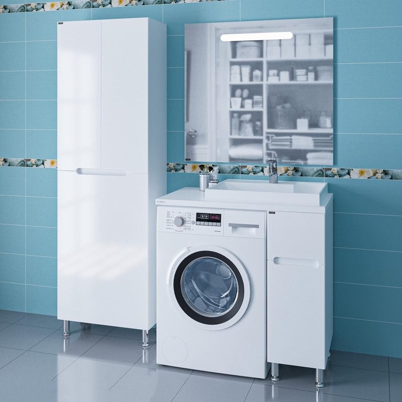 Тумба с раковиной СаНта Лондон 29 R напольная, 2 ящика, для стиральной машины