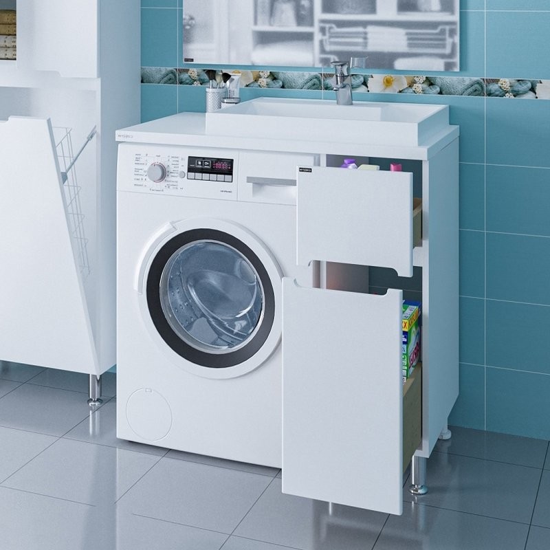 Тумба с раковиной СаНта Лондон 29 R напольная, 2 ящика, для стиральной машины